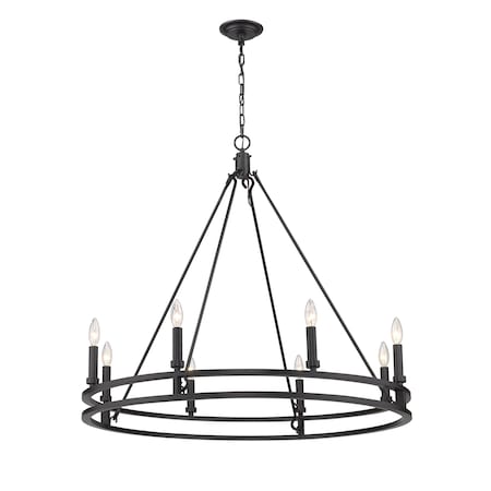 Z-Lite Dennison 8 Light Chandelier, Matte Black 4005-8MB
